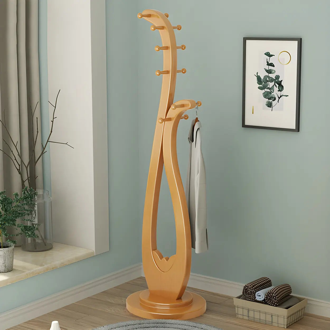 Decorative Cherry Wood Freestanding Coat Rack — Cherry Wood