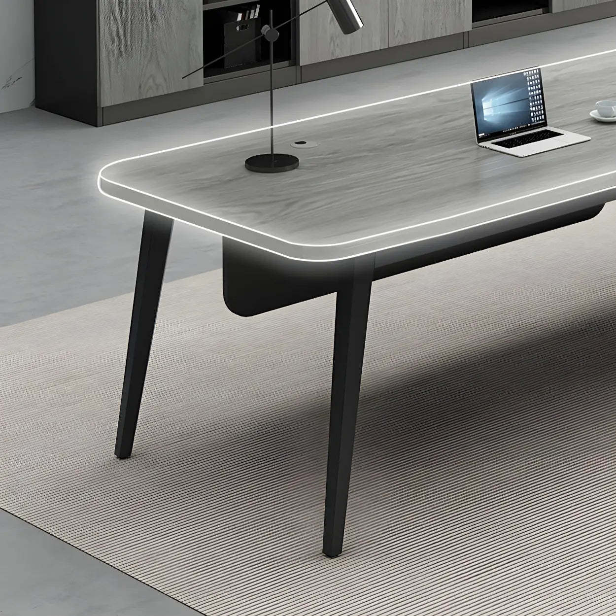 Deep Wood Steel Pedestal Executive Desk — Walnut / Table Only