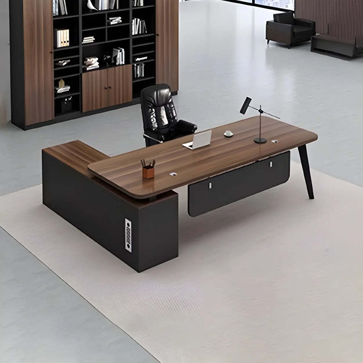 Lighom deep desk steel desks for study — 47.2" L x 23.6" W x 29.5" H / Walnut