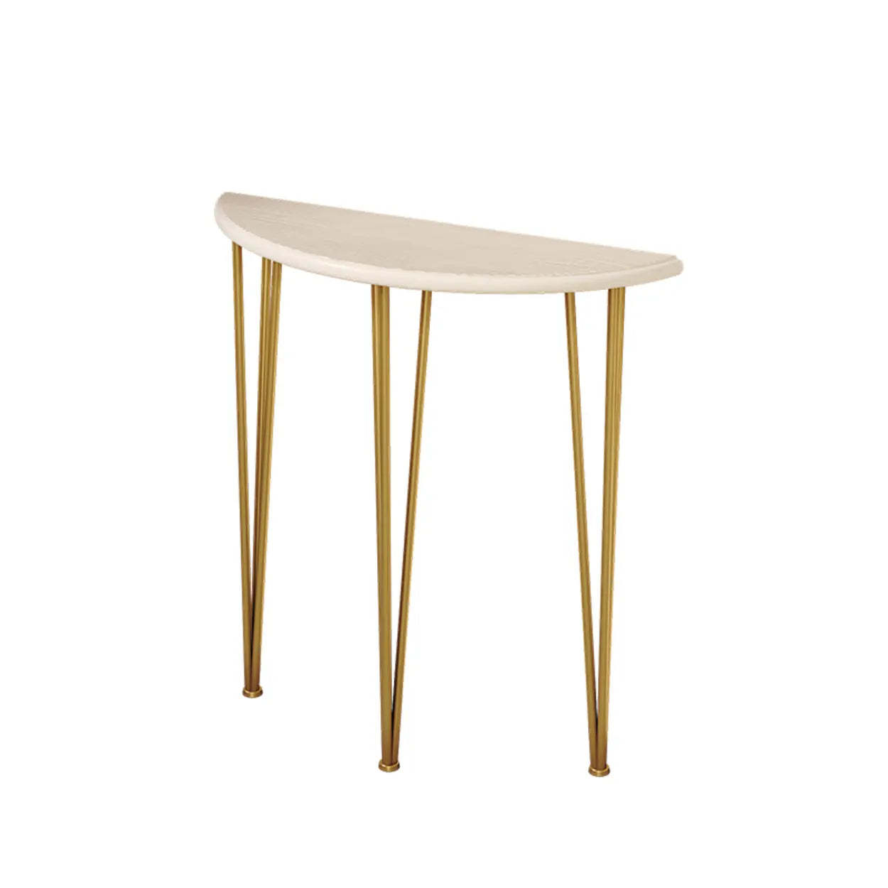 Demilune Pine Wood Gold Metal Console Table — Gold