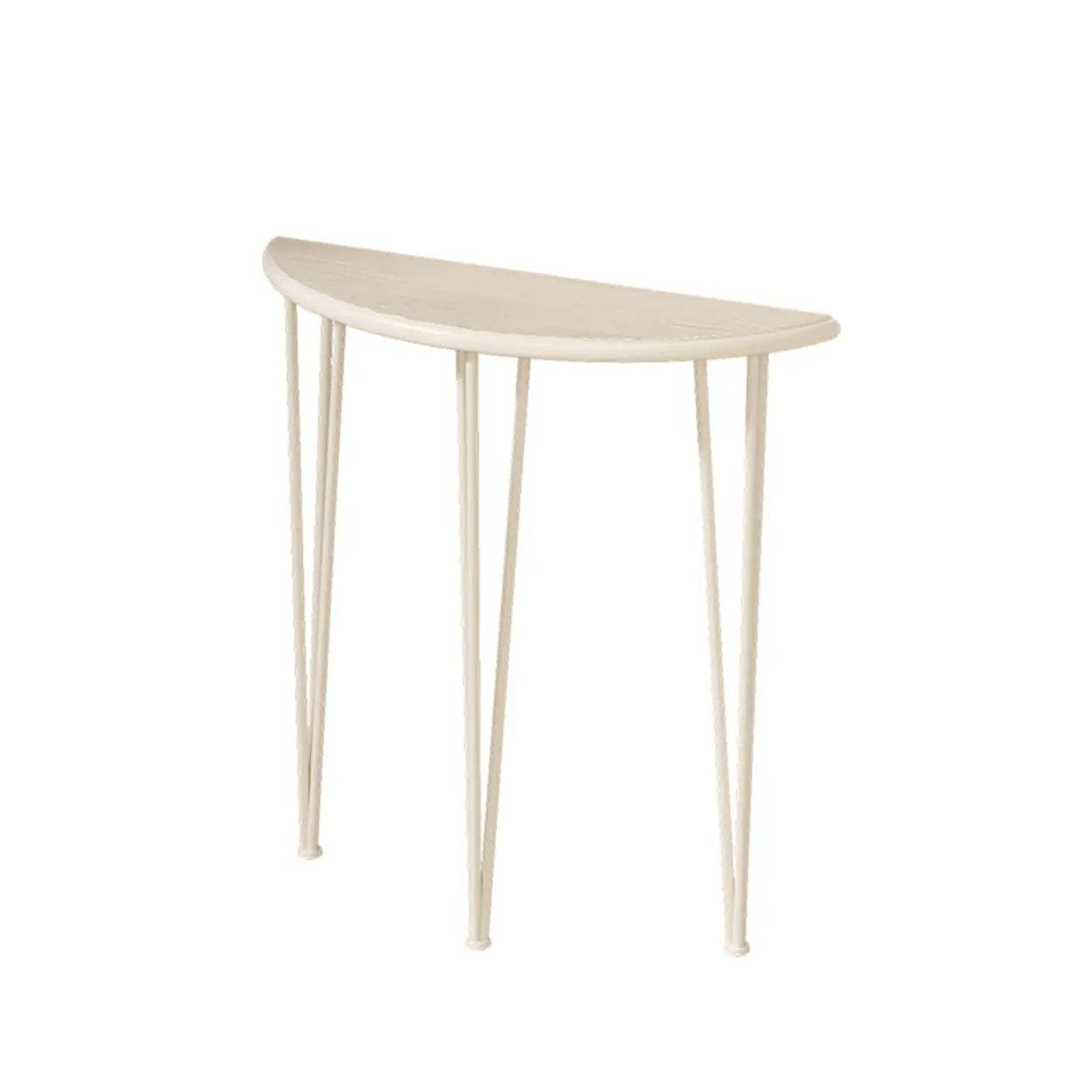 Demilune Pine Wood Gold Metal Console Table — White
