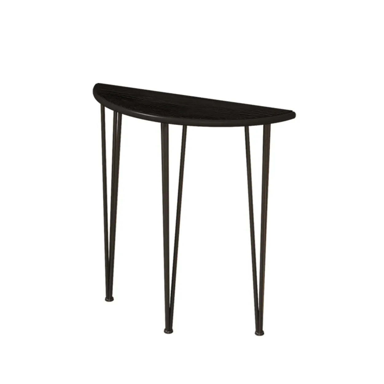 Demilune Pine Wood Gold Metal Console Table — Gold