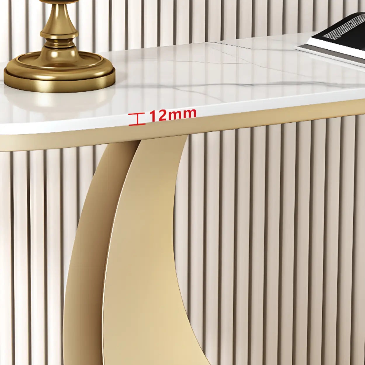 Demilune Sintered Stone Gold Console Table — Gold / Pandora
