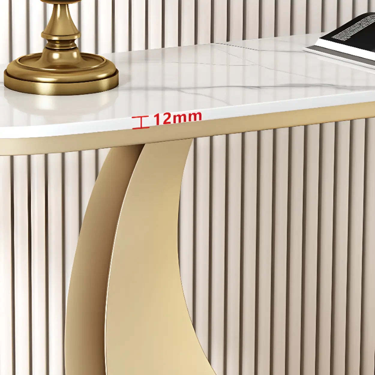 Demilune Sintered Stone Gold Console Table — Gold / Pandora