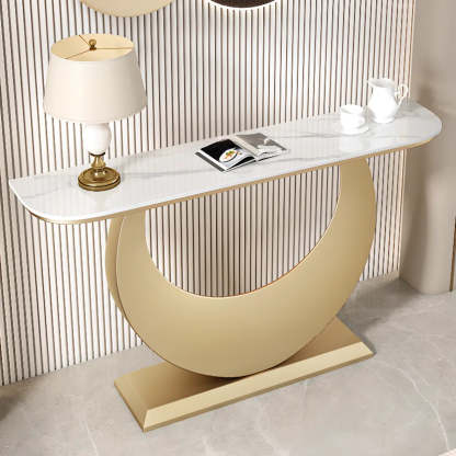 Demilune Sintered Stone Gold Console Table