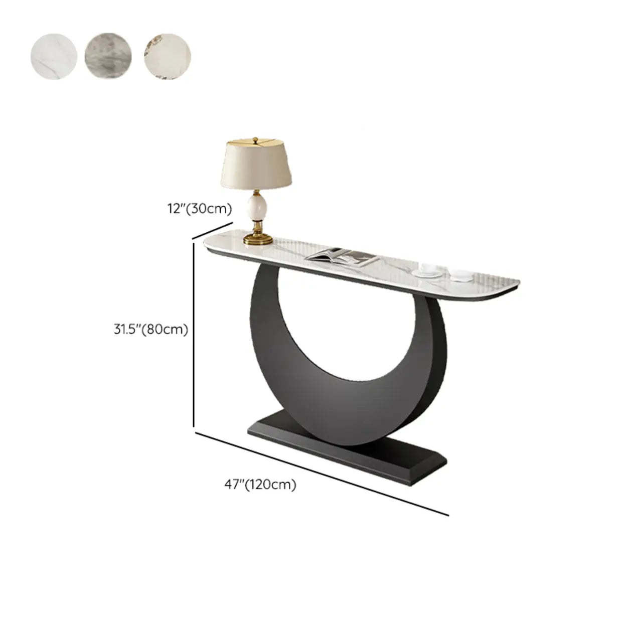 Demilune Sintered Stone Gold Console Table