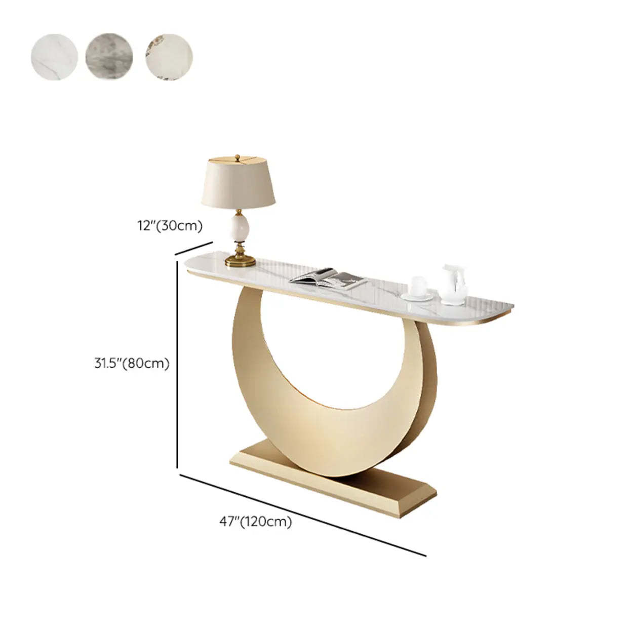 Demilune Sintered Stone Gold Console Table