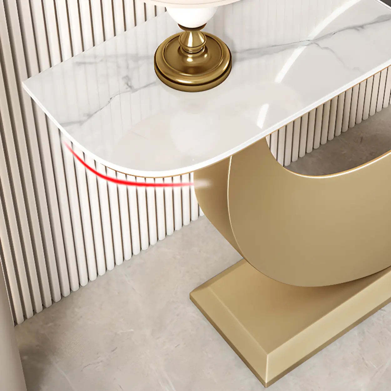 Demilune Sintered Stone Gold Console Table — Gold / Pandora