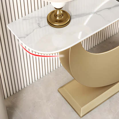 Demilune Sintered Stone Gold Console Table — Gold / Pandora