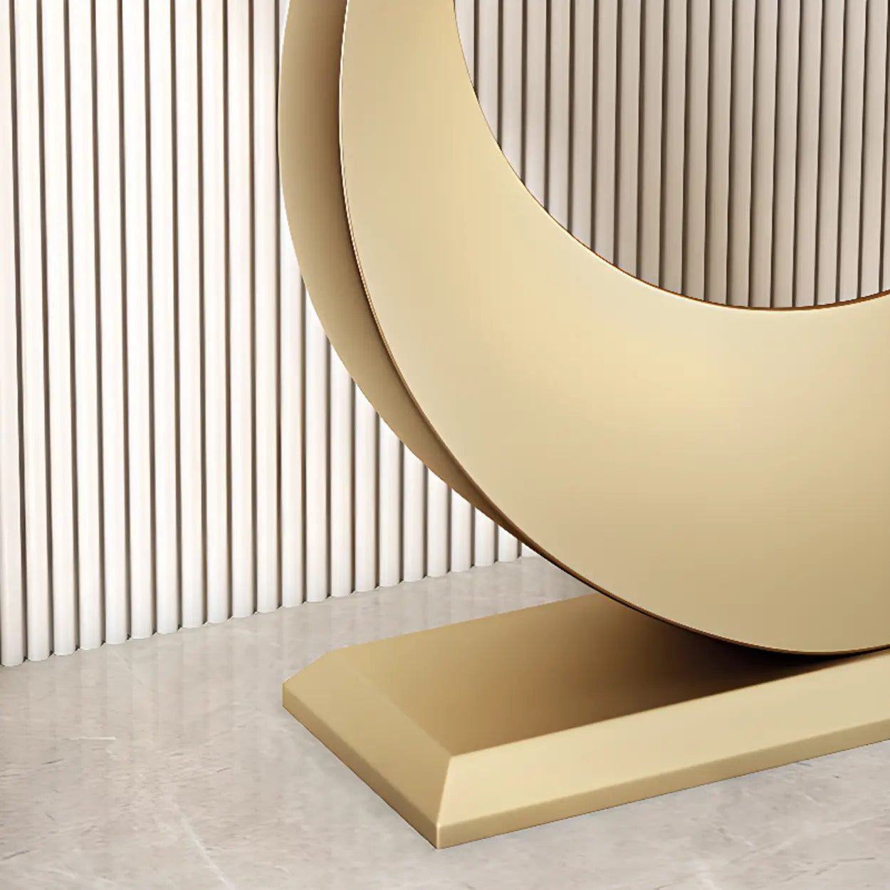 Demilune Sintered Stone Gold Console Table — Black / White
