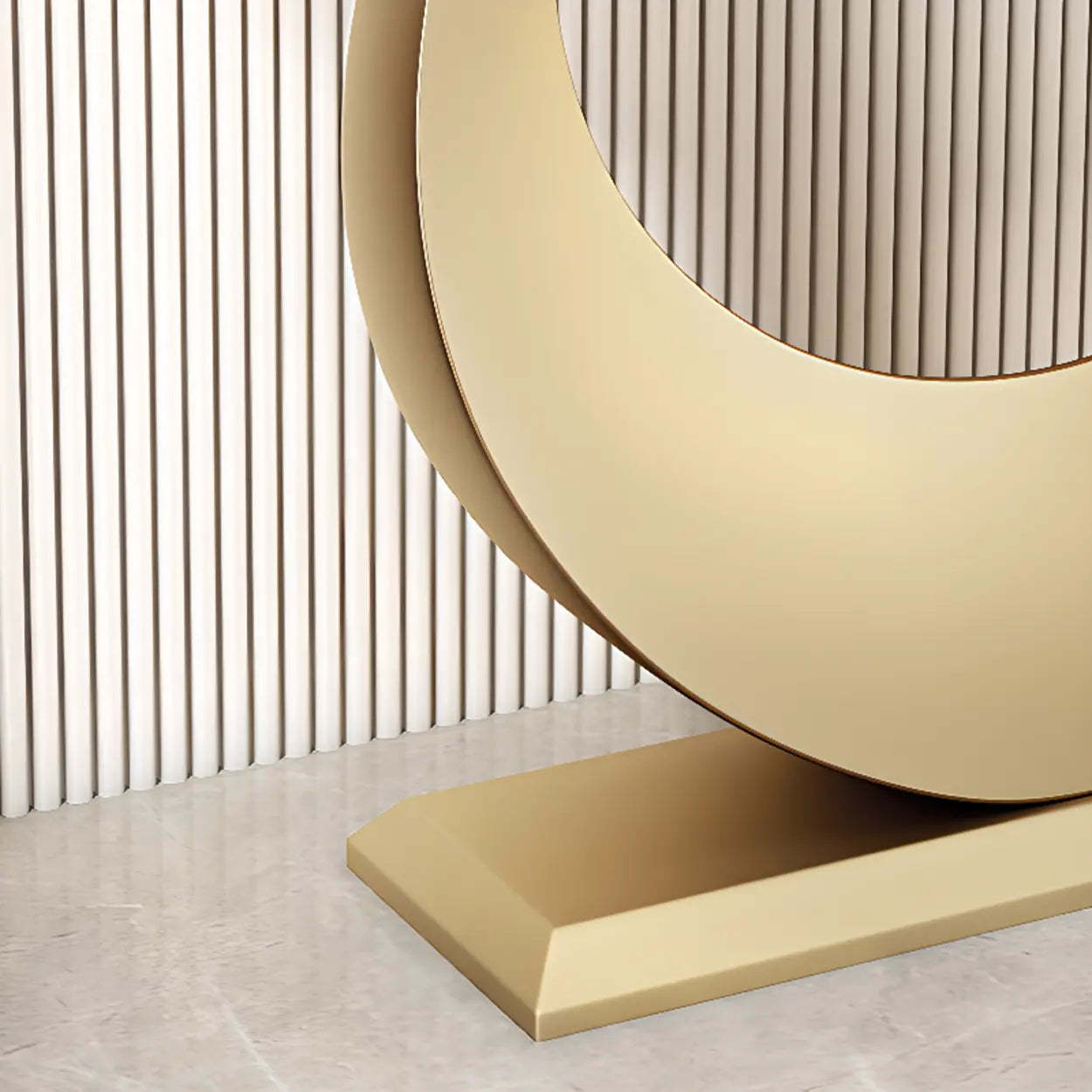 Demilune Sintered Stone Gold Console Table — Black / White