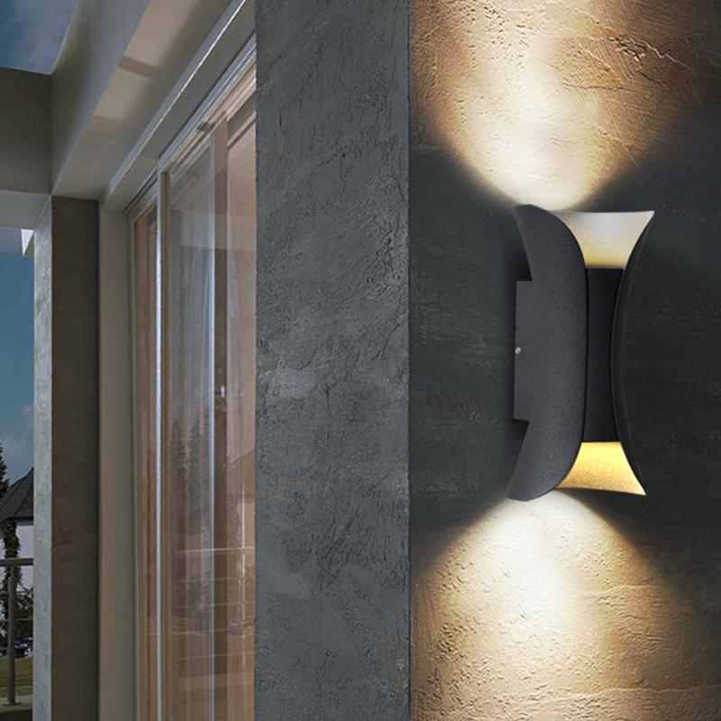 Curved LED Up and Down Lighting Waterproof Modern Outdoor Wall Lights-Lighom
