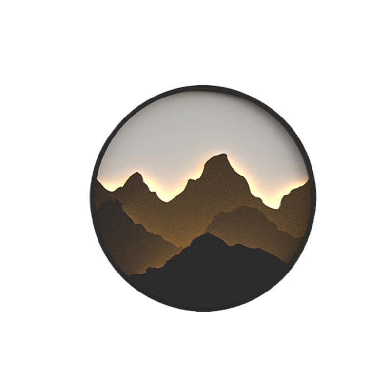 Round Mountain Scenery Decor LED Waterproof Rustic Outdoor Wall Lights-Lighom