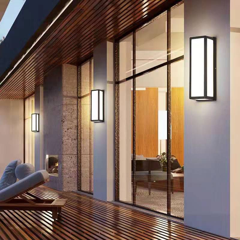 Rectangular Minimalist LED Waterproof Black Modern Outdoor Wall Lights-Lighom