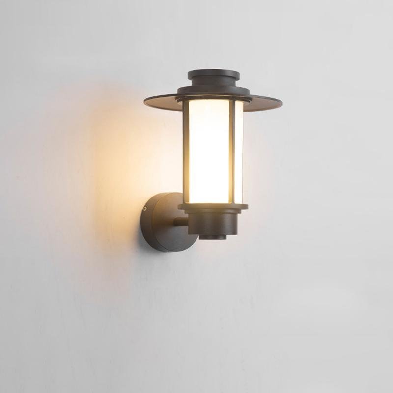Top Hats Shape Aluminum LED Waterproof Black Retro Outdoor Wall Lights-Lighom