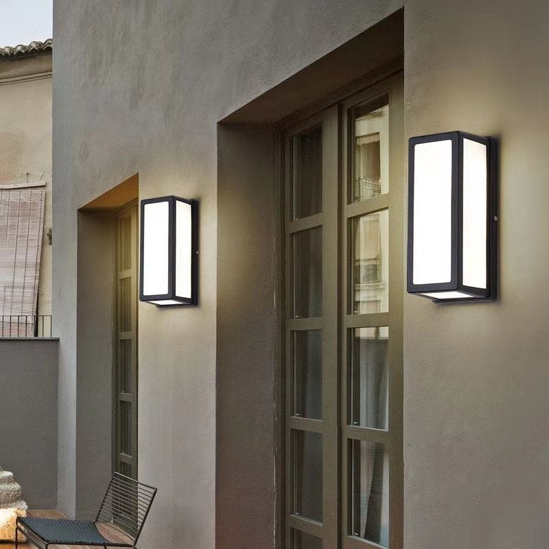 Rectangular Minimalist LED Waterproof Black Modern Outdoor Wall Lights-Lighom