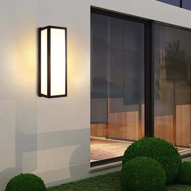 Rectangular Minimalist LED Waterproof Black Modern Outdoor Wall Lights-Lighom
