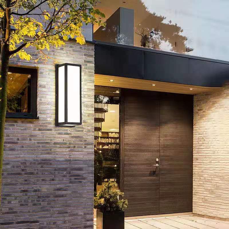 Rectangular Minimalist LED Waterproof Black Modern Outdoor Wall Lights-Lighom