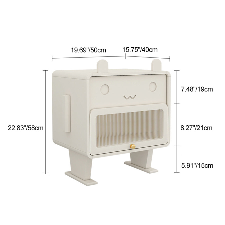 Metal Glass Bunny-Shaped Nightstand 1-Drawer