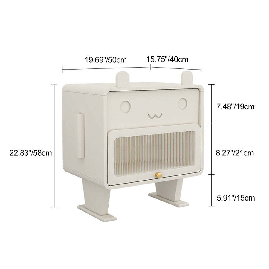 Metal Glass Bunny-Shaped Nightstand 1-Drawer
