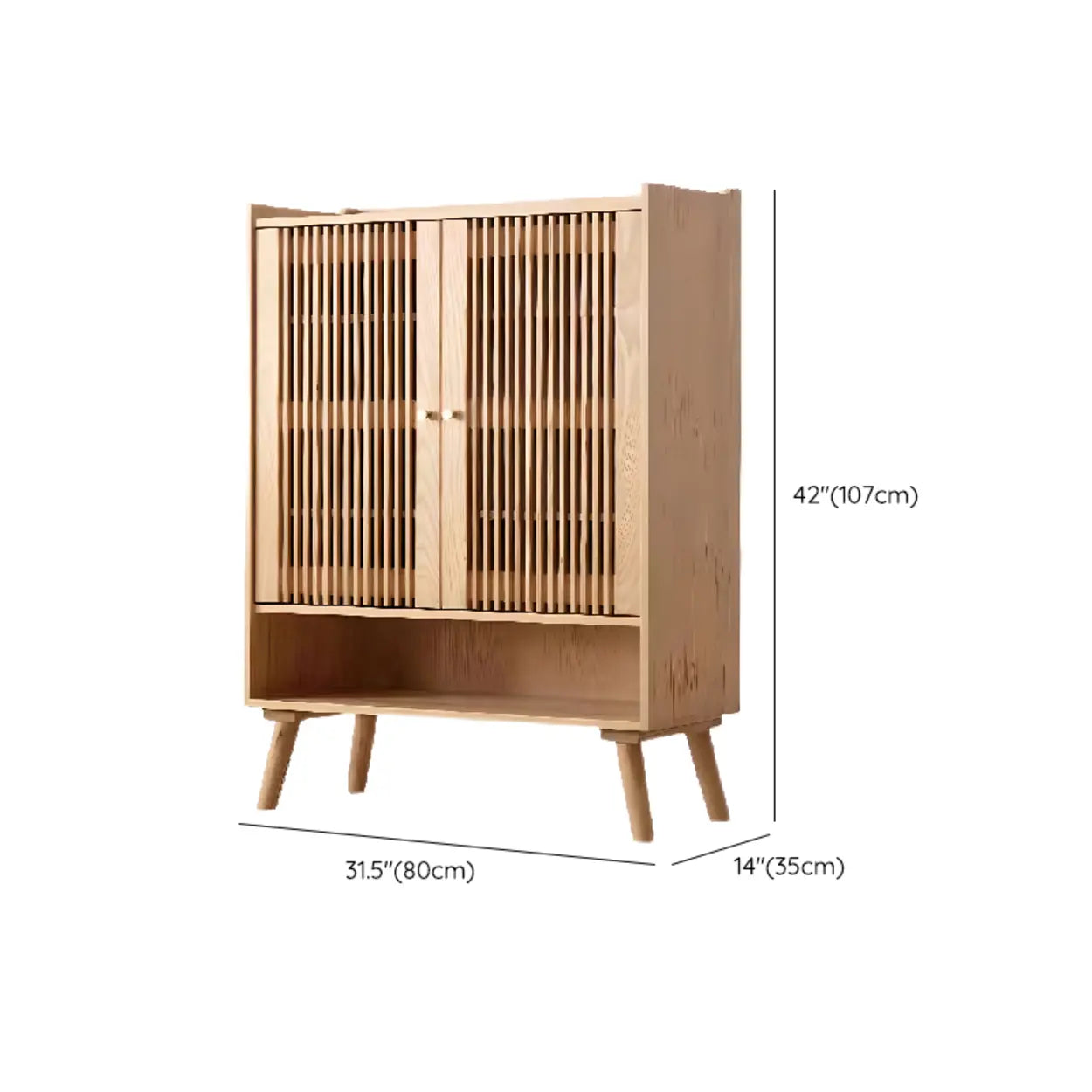 Mid-Century Modern Natural Wood Shoe Cabinet