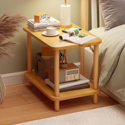 Vintage Engineered Wood Rectangular 2-Tier Side Table — White