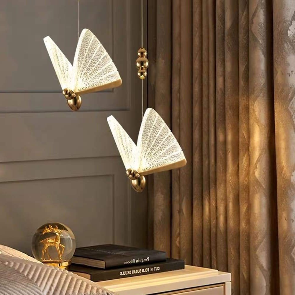 Butterflies Shaped LED Gold Modern Pendant Lights Hanging Lamp Island Lights-Lighom