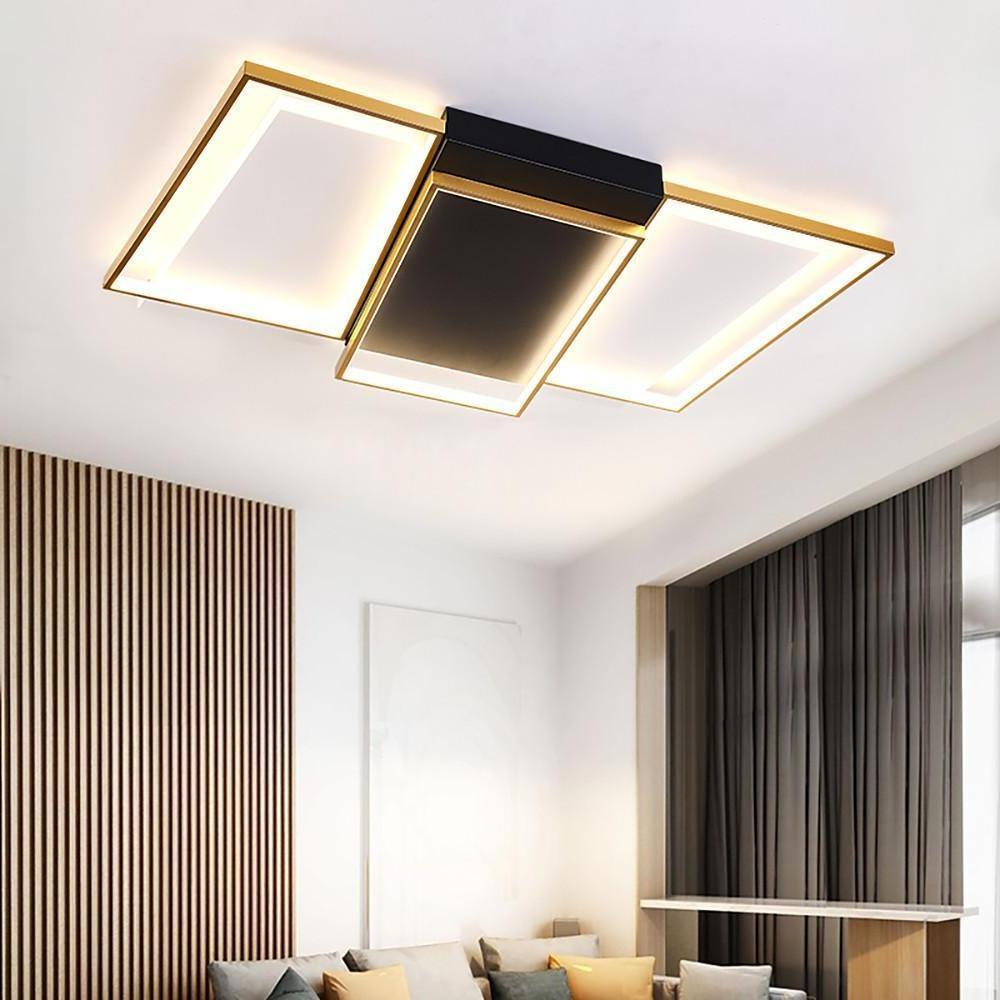 Rectangle Round LED Modern Flush Mount Chandelier