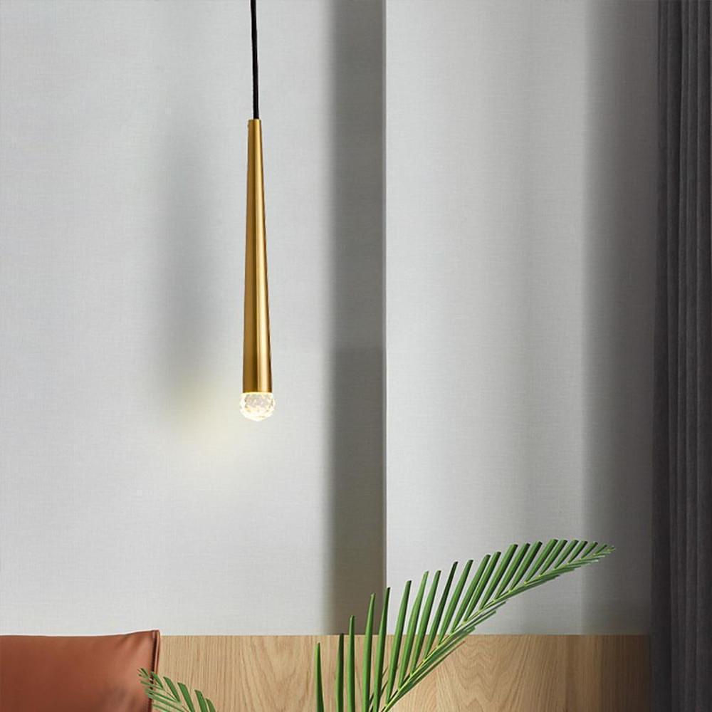 Slim Cylinder Metal Crystal LED Nordic Pendant