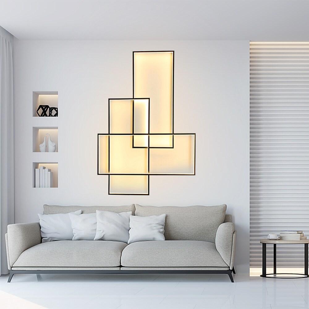 Modern overlapping black aluminum flush mount lighting, Lighom — Warm White (3000K) / White