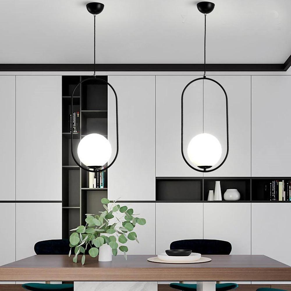 Modern island globe pendant lighting in glass — Set of 2