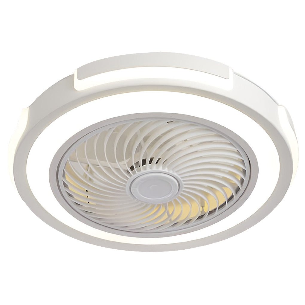 Dimmable LED Bladeless Ceiling Fan Light Flush Mount Ceiling Fan Lamp with Remote Control-Lighom