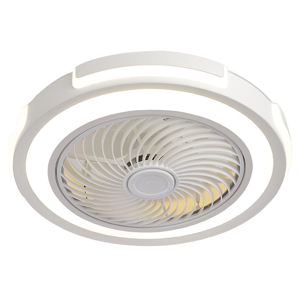 Dimmable LED Bladeless Ceiling Fan Light Flush Mount Ceiling Fan Lamp with Remote Control-Lighom