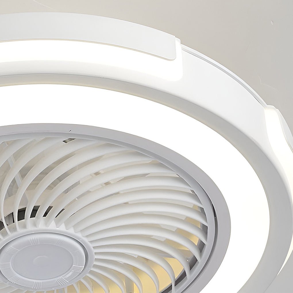 Dimmable LED Bladeless Ceiling Fan Light Flush Mount Ceiling Fan Lamp with Remote Control-Lighom