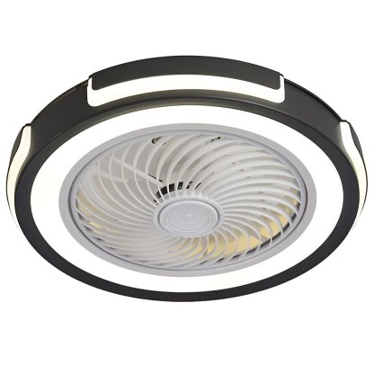 Dimmable LED Bladeless Ceiling Fan Light Flush Mount Ceiling Fan Lamp with Remote Control-Lighom