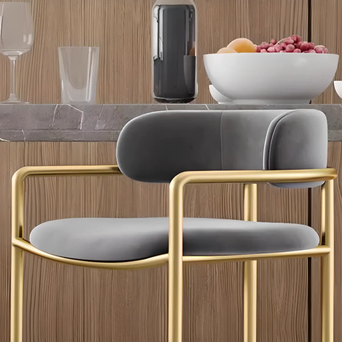 Orange Rectangle Faux Leather Metal Bar Stool — Orange / Black
