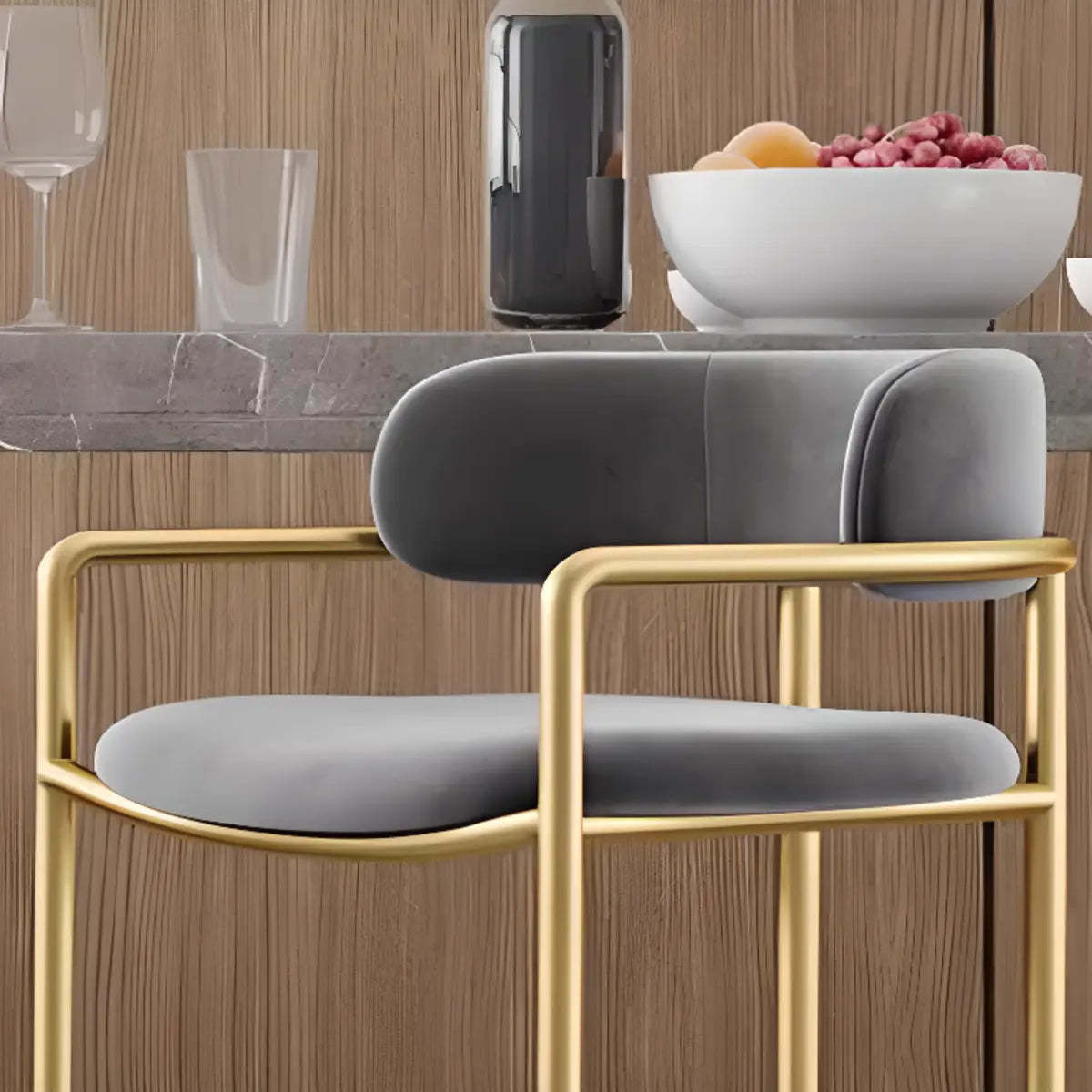 Orange Rectangle Faux Leather Metal Bar Stool — Orange / Black