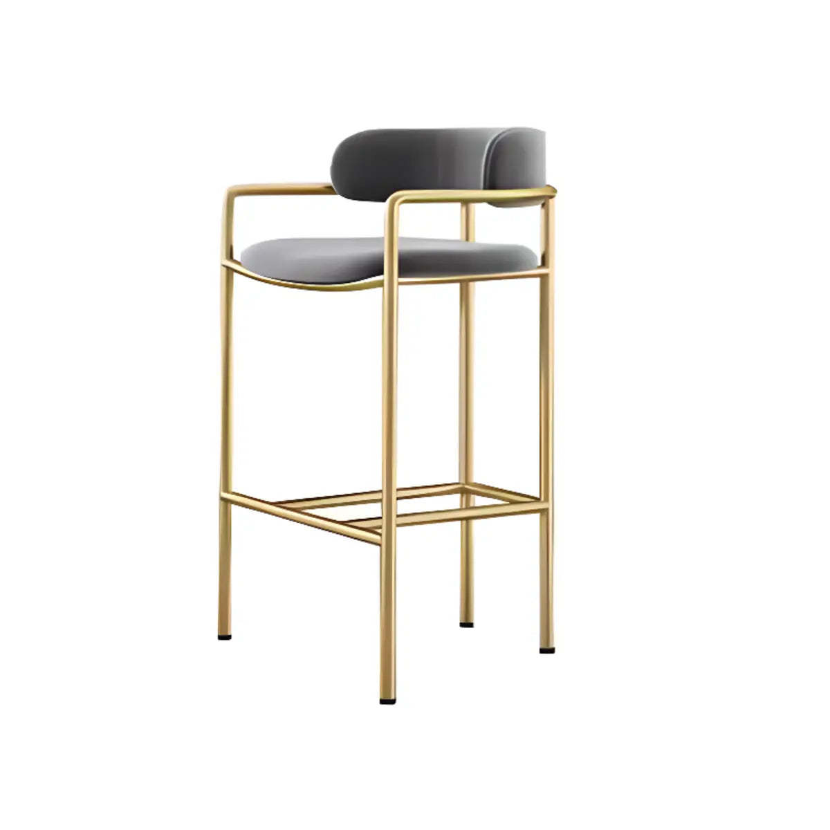 Orange Rectangle Faux Leather Metal Bar Stool — Green / Gold