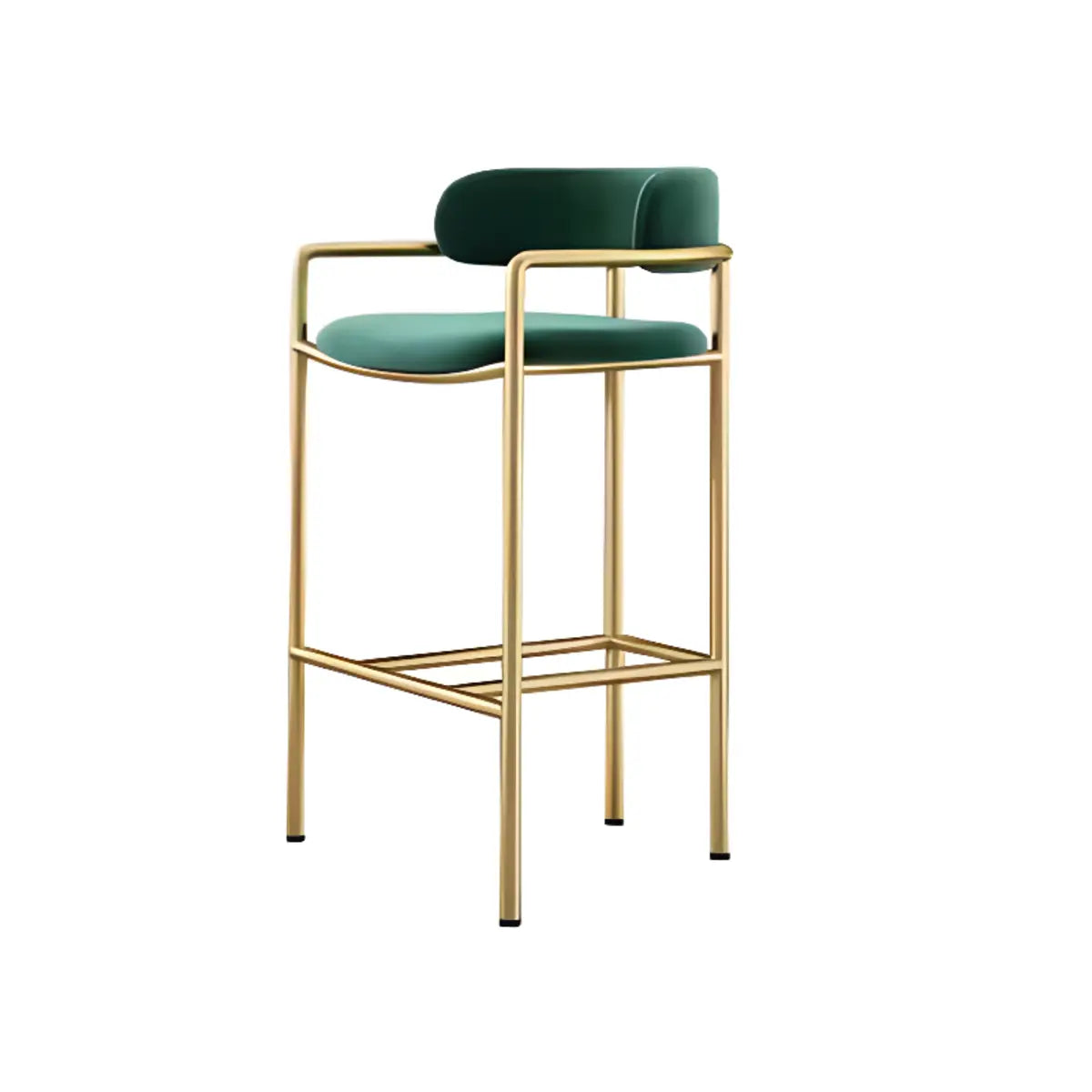 Orange Rectangle Faux Leather Metal Bar Stool — Grey / Gold