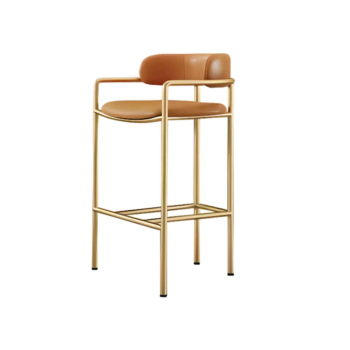 Orange Rectangle Faux Leather Metal Bar Stool — Grey / Black