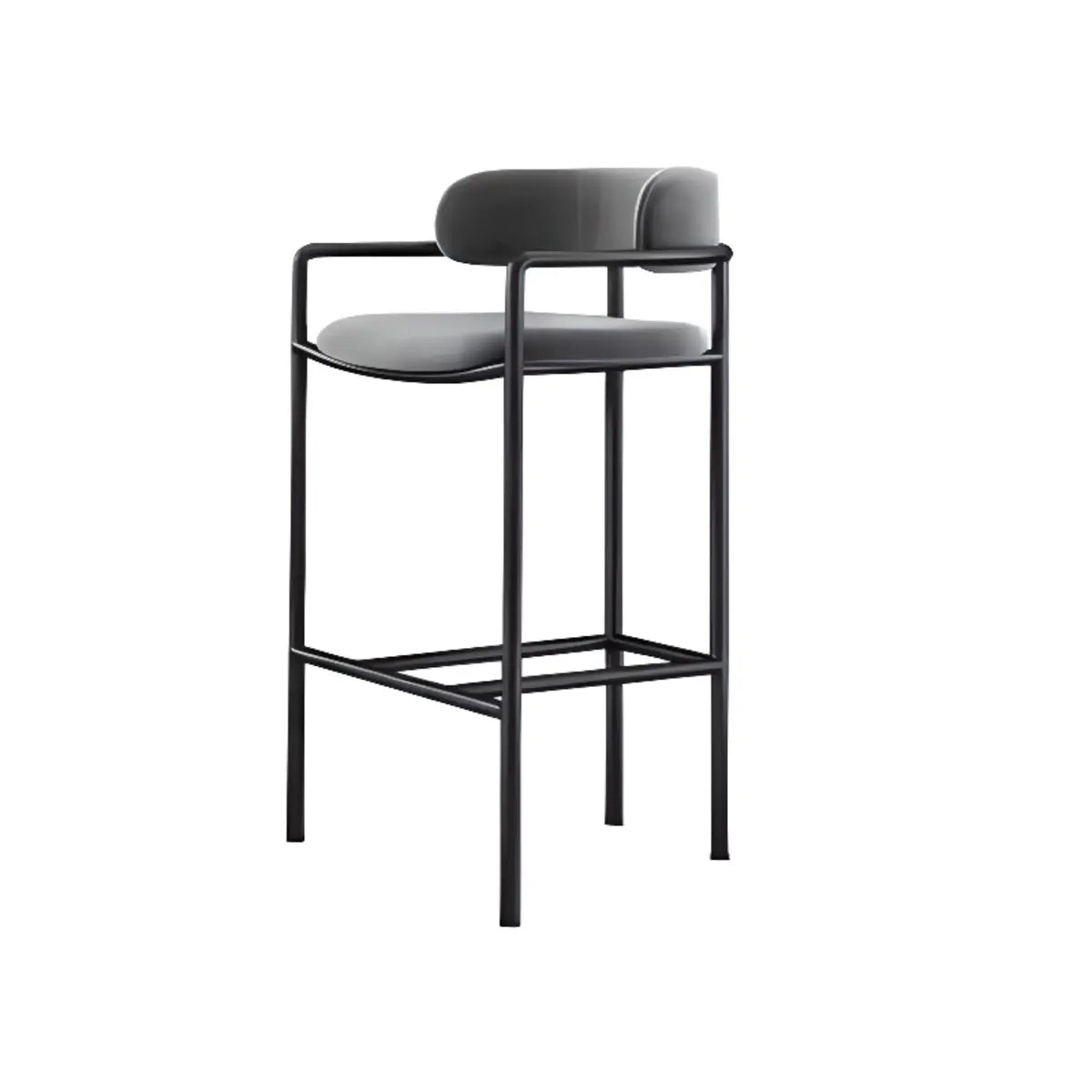 Orange Rectangle Faux Leather Metal Bar Stool — Orange / Black