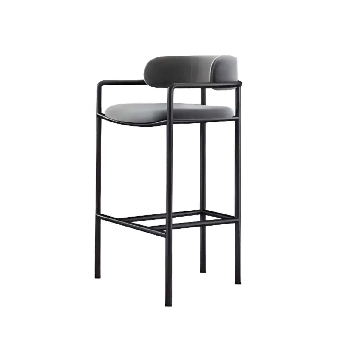 Orange Rectangle Faux Leather Metal Bar Stool — Orange / Black