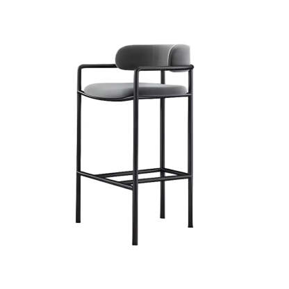 Orange Rectangle Faux Leather Metal Bar Stool — Orange / Black