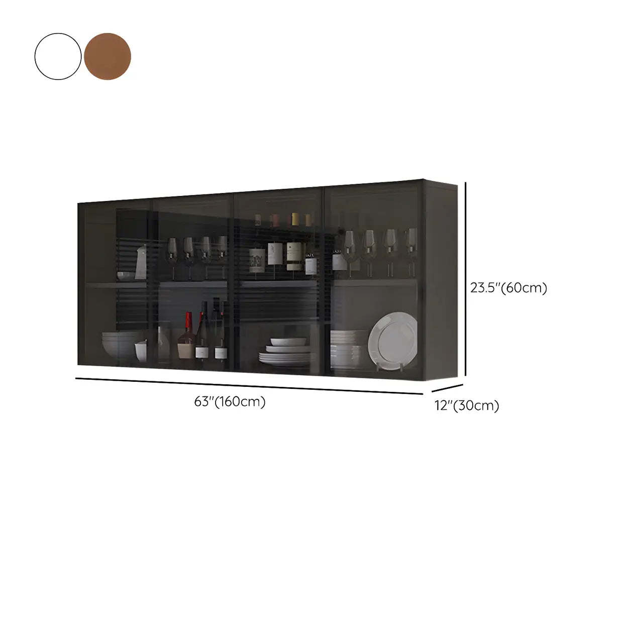 Wall-Mount Gray Wooden China Cabinet