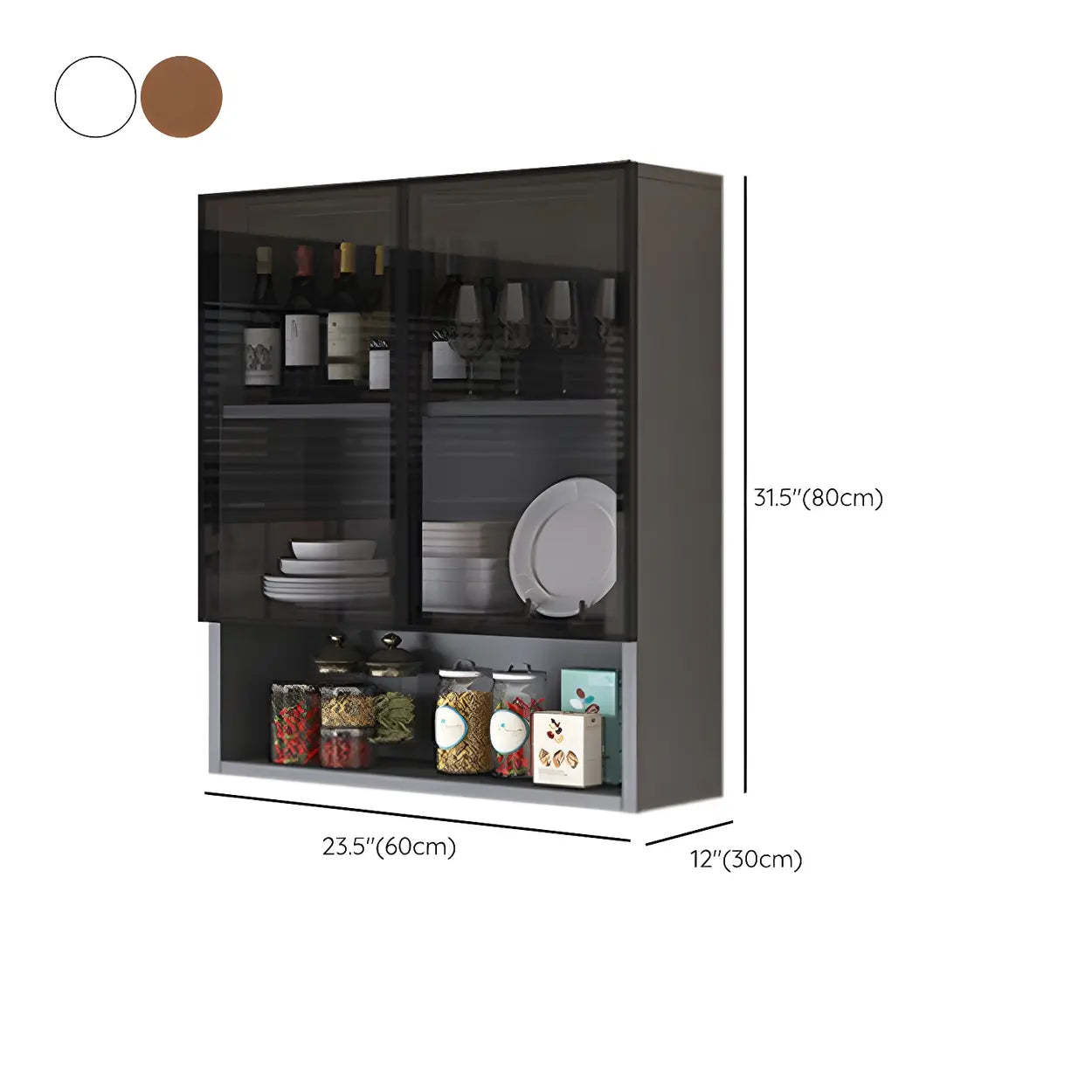 Wall-Mount Gray Wooden China Cabinet
