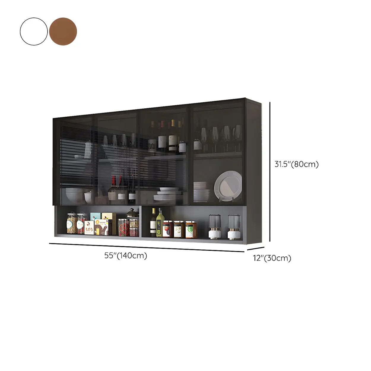 Wall-Mount Gray Wooden China Cabinet