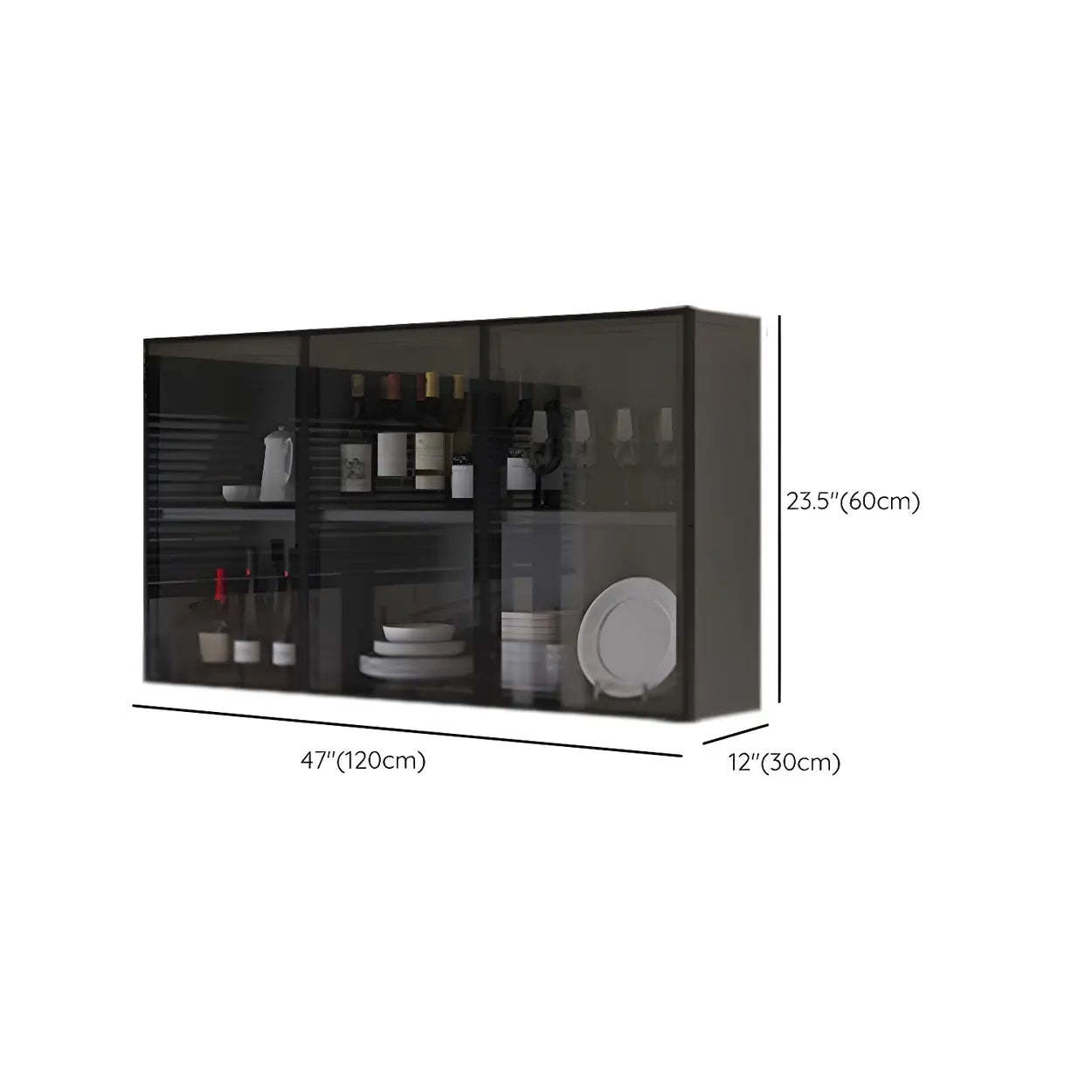 Wall-Mount Gray Wooden China Cabinet