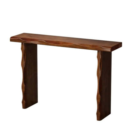 Double Pedestal Wood Console Table — Black