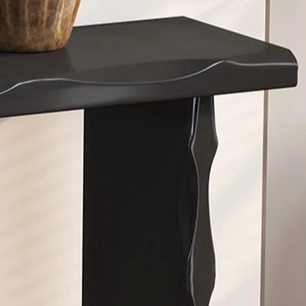 Double Pedestal Wood Console Table — Black