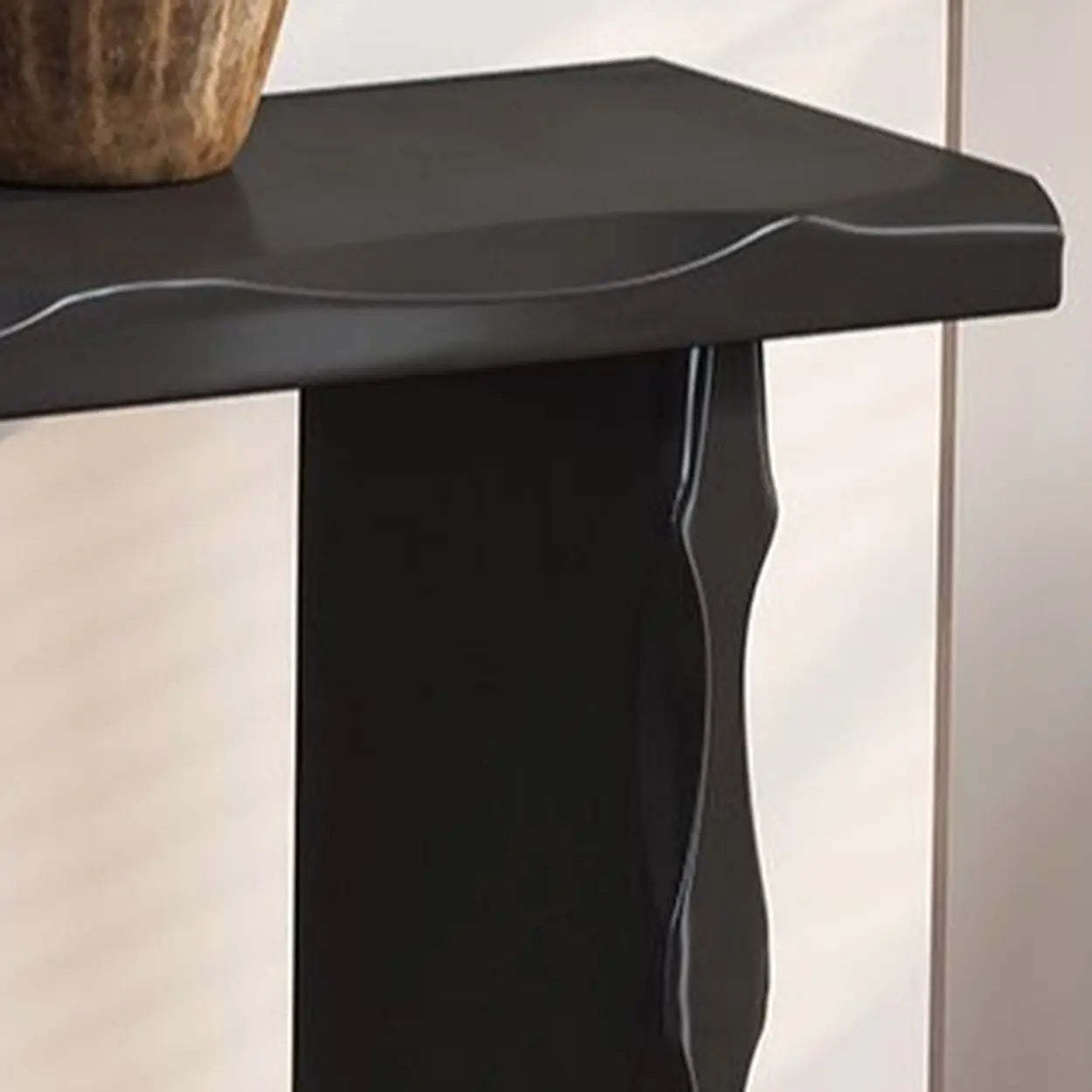 Double Pedestal Wood Console Table — Black